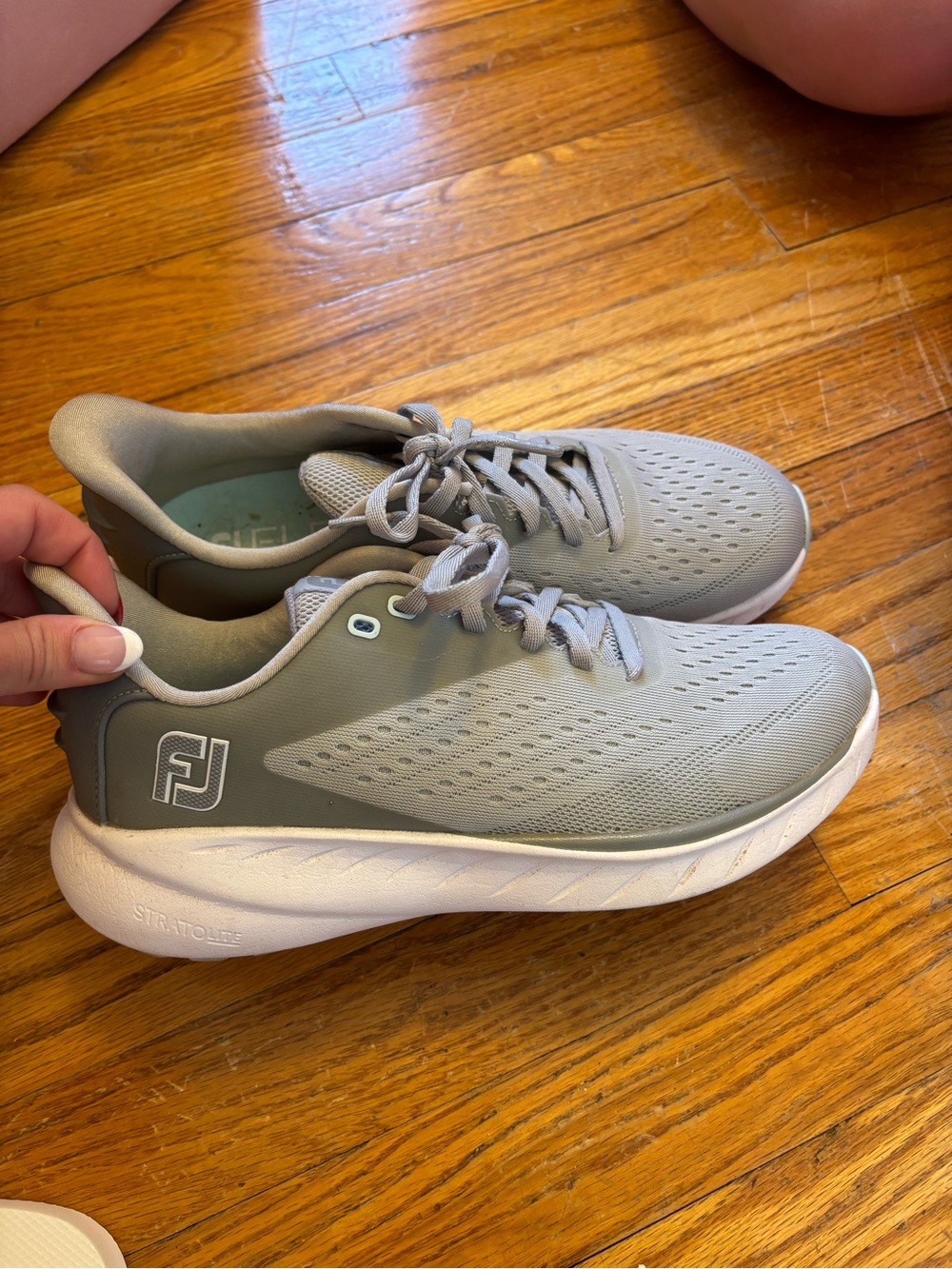 FootJoy Light Gray Mesh Lace-Up Golf Shoe